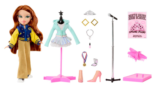 Bratz Mean Girls Spring Fling Cady in khaki pants for casual homework-desk cosplay.