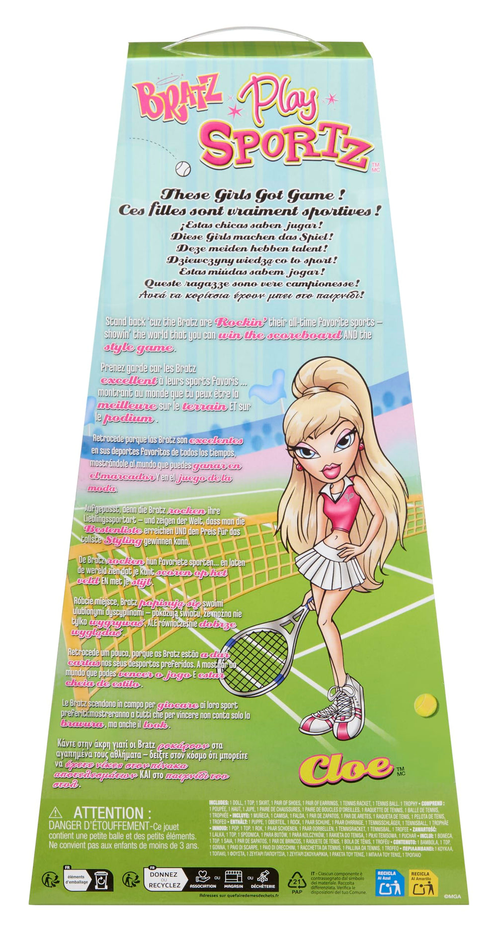 Bratz Play Sportz Cloe with 15-point articulation enables dynamic poses.