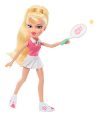 Bratz Play Sportz Cloe tennis racket and ball showcase game-day accessories.