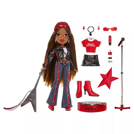 Bratz Rock Angelz Sasha with guitar and accessories for creative performances.