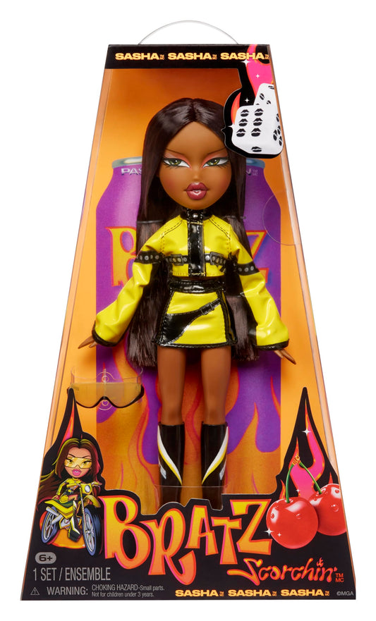 Bratz Scorchin' Sasha doll wearing the jacket for bold street-style play.