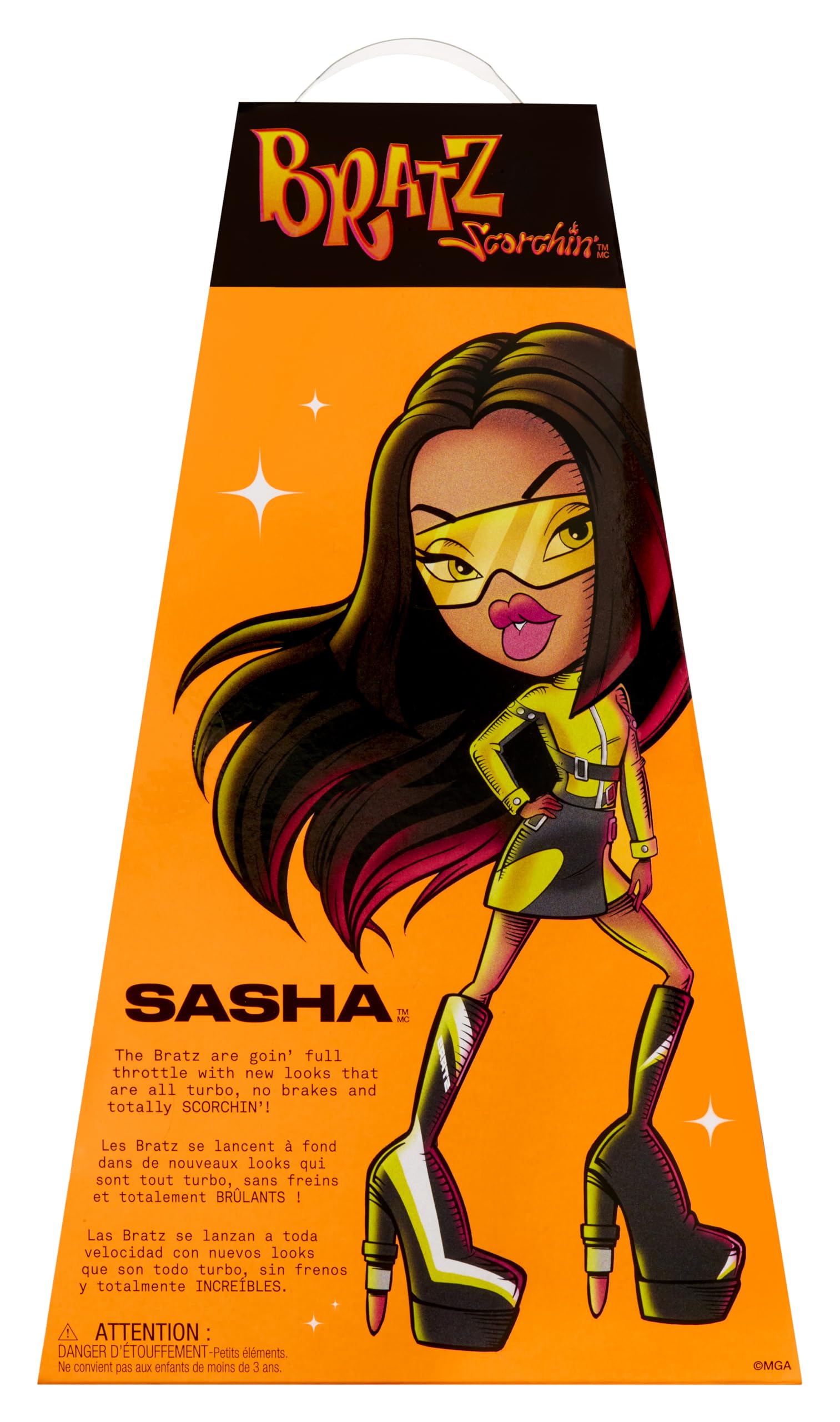 Bratz Scorchin' Sasha long blunt hair supports versatile styling.