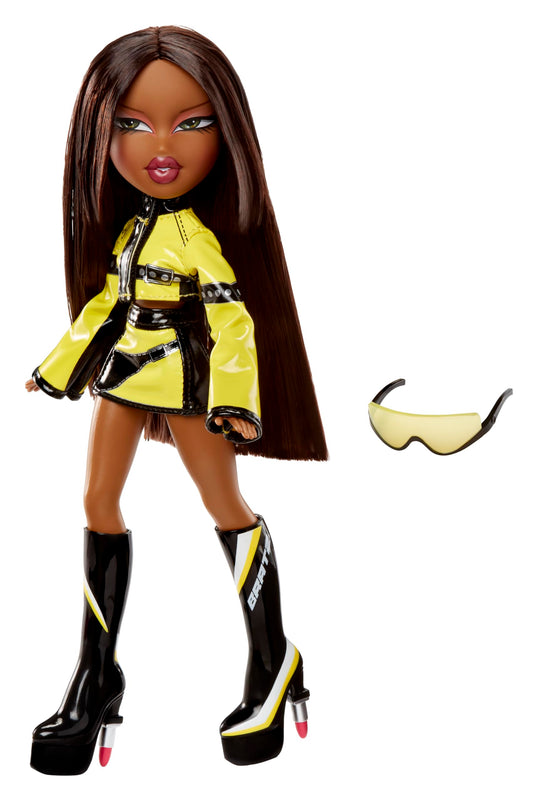 Detail of Bratz Scorchin' Sasha racing jacket for edgy looks.