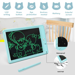 Bravokids 10-inch LCD writing tablet with stylus enables portable drawing and writing
