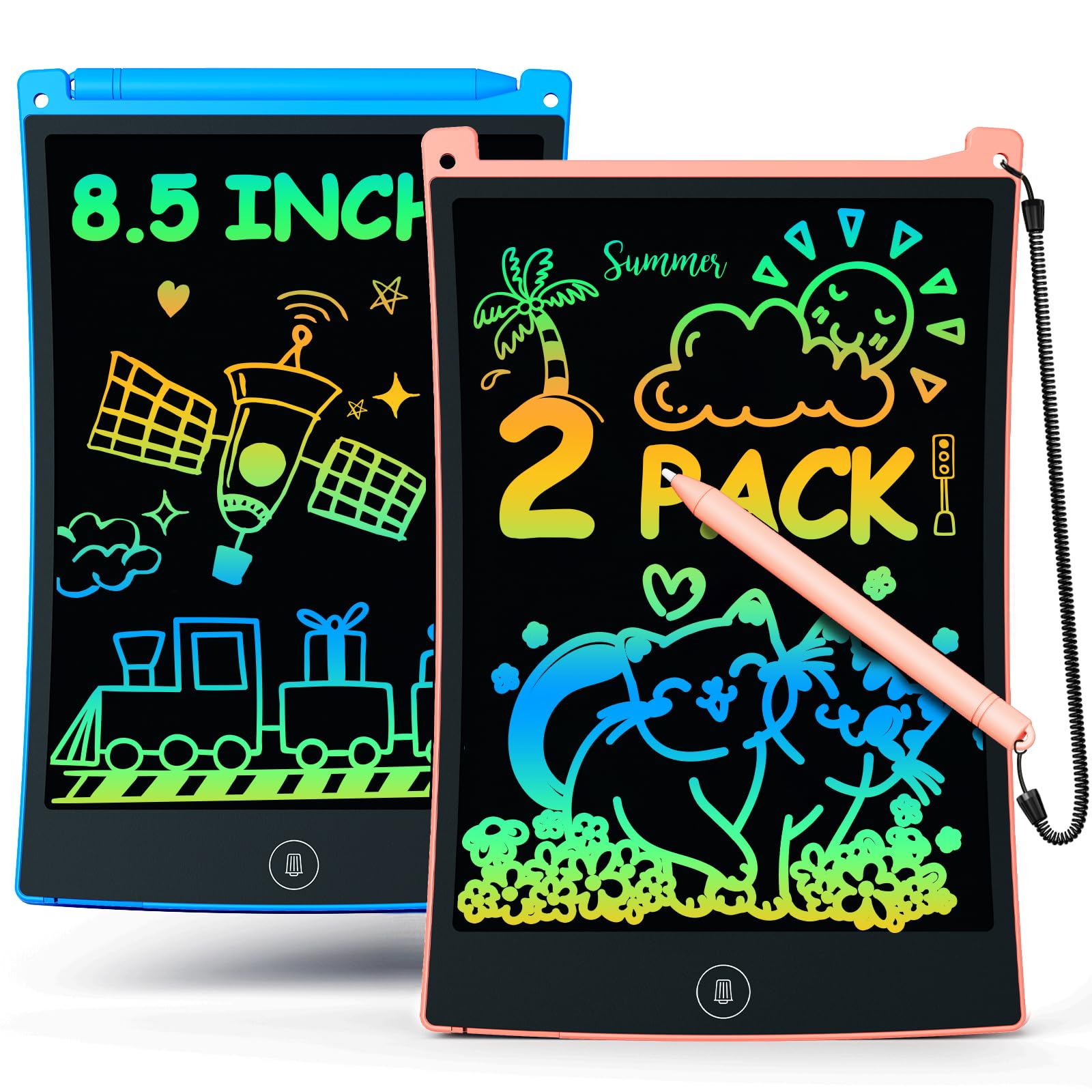 Bravokids 2-pack LCD tablets for shared drawing, mess-free learning on the go.