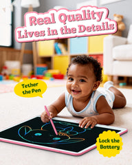 Bravokids easy-erase button clears the screen instantly for continuous practice.