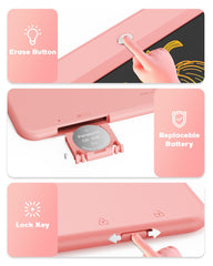 Bravokids erase button, quick wipe clean after each doodle.