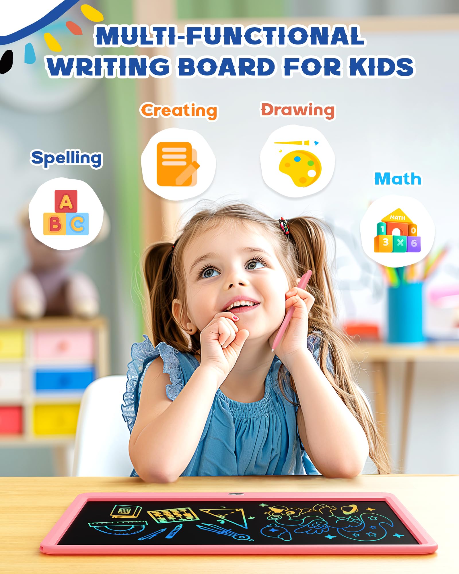 Bravokids LCD screen rainbow drawing mode supports mess-free creativity