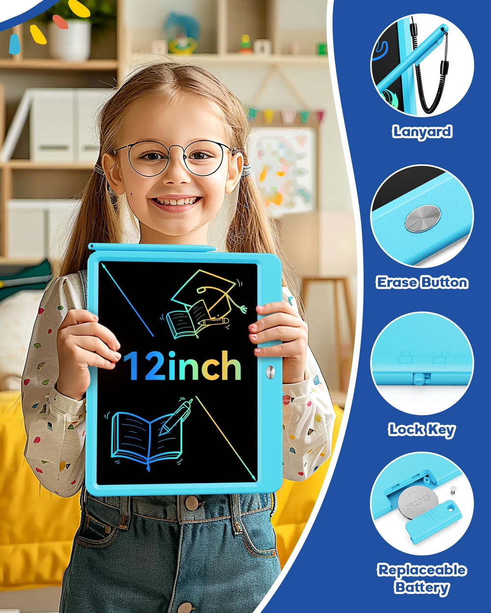 Bravokids portable drawing tablet weighs 150 grams for travel and on-the-go sketching.