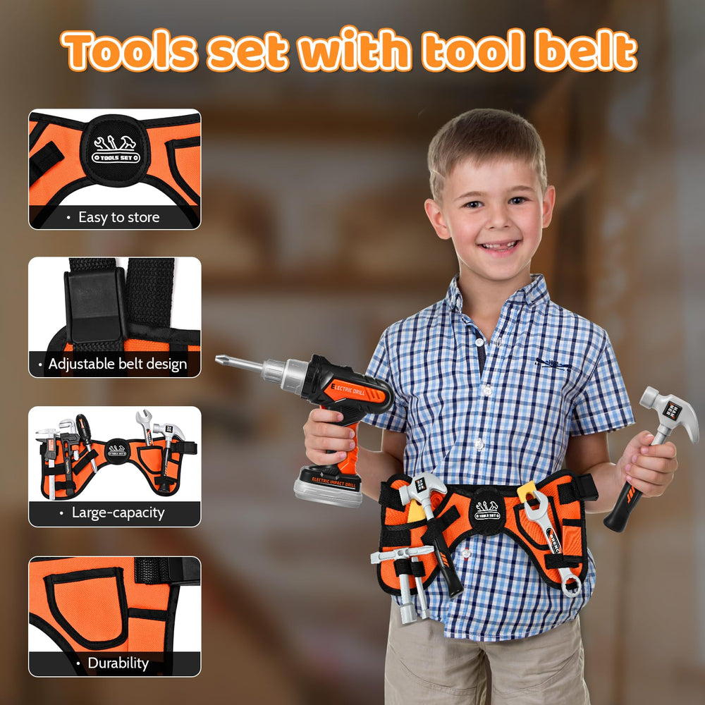 Breibowski adjustable waist belt keeps tools secure during active play adventures.