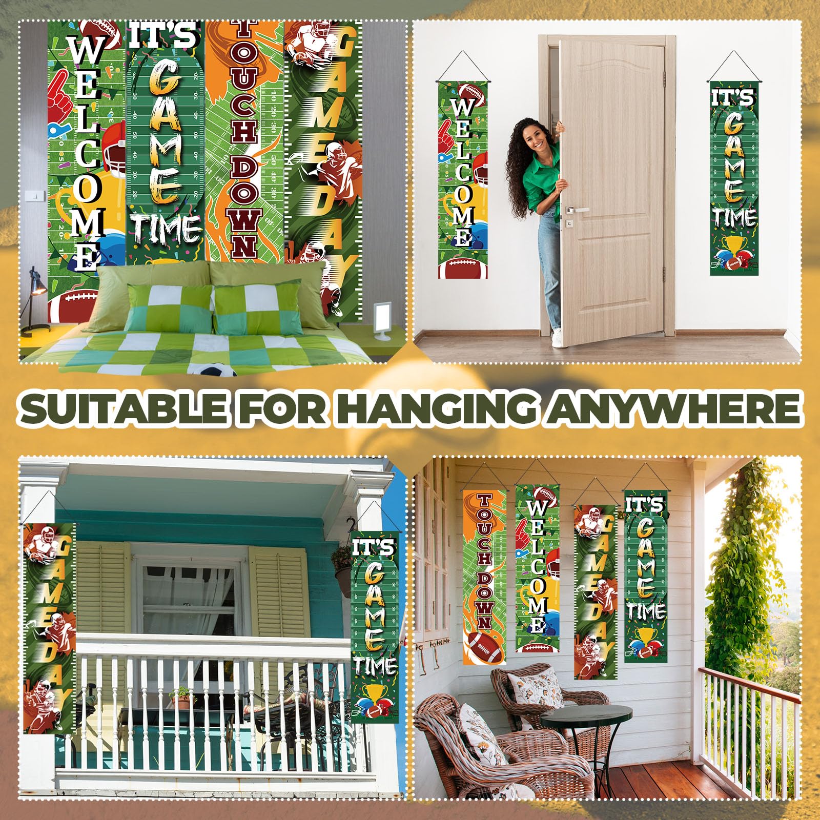 Breling football field backdrop banner 6 large green scene for celebrations.