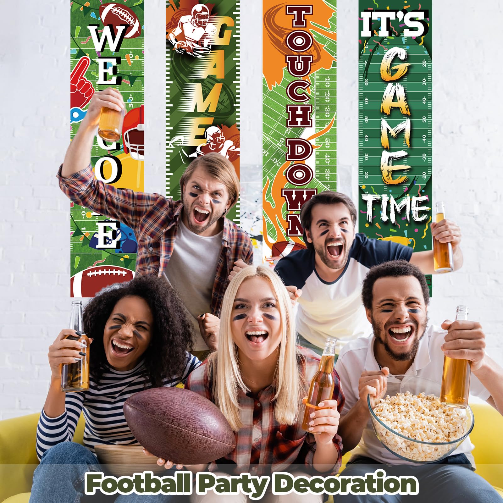 Breling football field backdrop banner 7 reusable party decor backdrop.