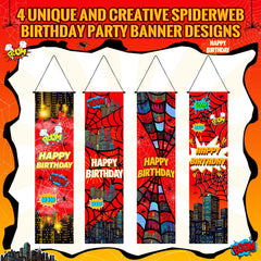 Breling spider web backdrop banner door-sign setup enhances entryway ambiance