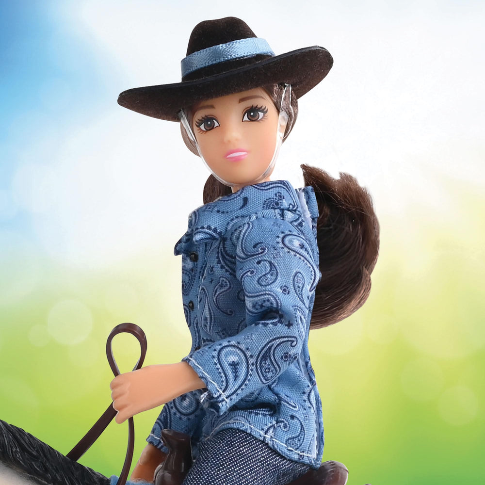Breyer Freedom Series horse and rider set supports creative storytelling.