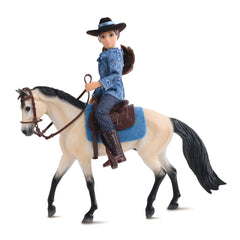 Breyer Freedom Series Mackenzie rider in 6-inch articulation for dynamic posing.
