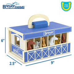 1:32 scale Breyer Stablemates horses for realistic size.