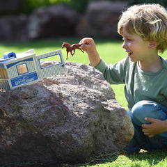 Six hand-painted Breyer Stablemates horses included for complete storytelling.