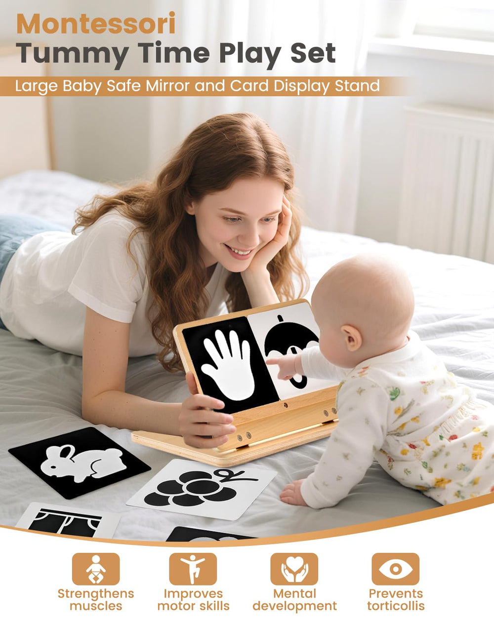 Brezlio large baby mirror provides wide viewing area for self-awareness.