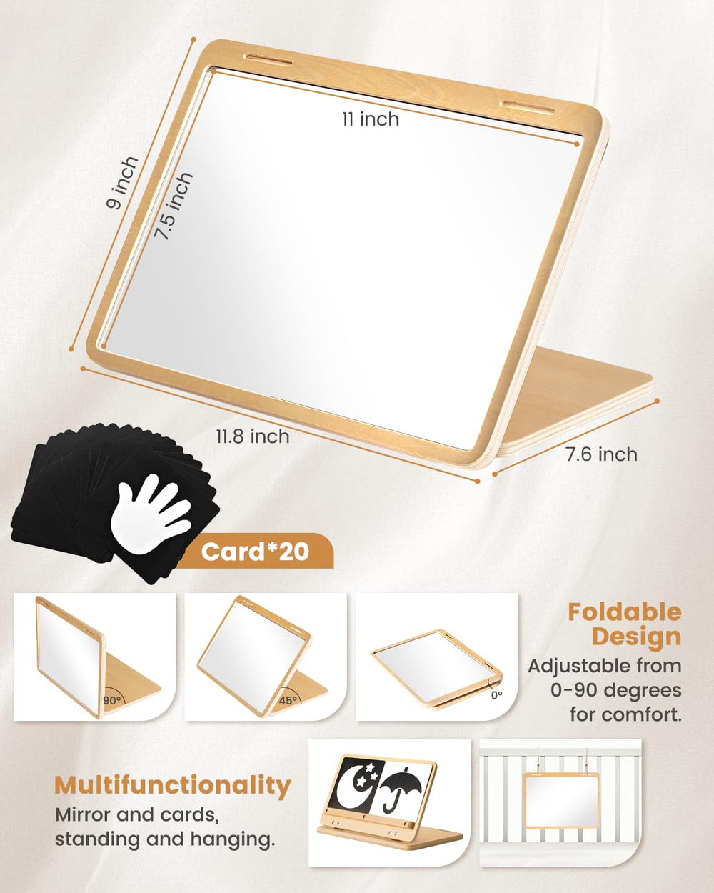 Brezlio montessori cards holder keeps cards tidy for quick sessions.