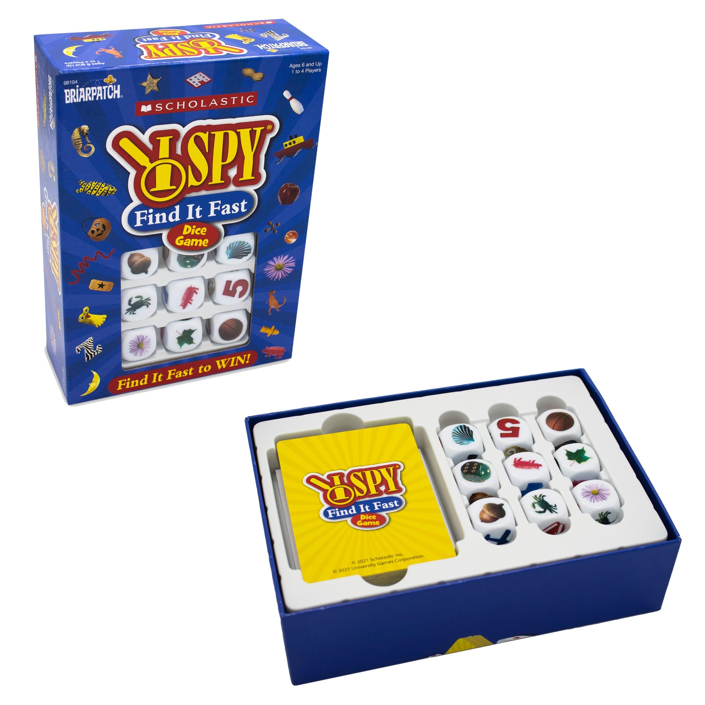 Briarpatch I SPY Find It Fast game box with components for family play.