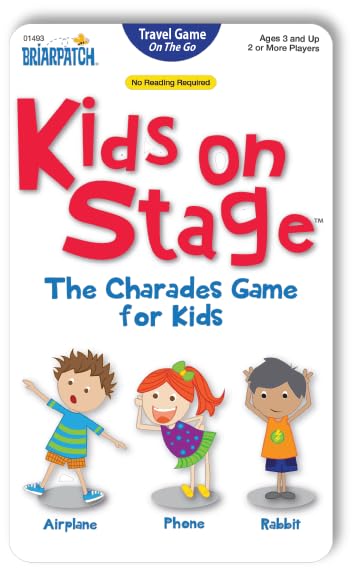 Briarpatch Kids on Stage travel tin open with 100 cards for quick acting games.