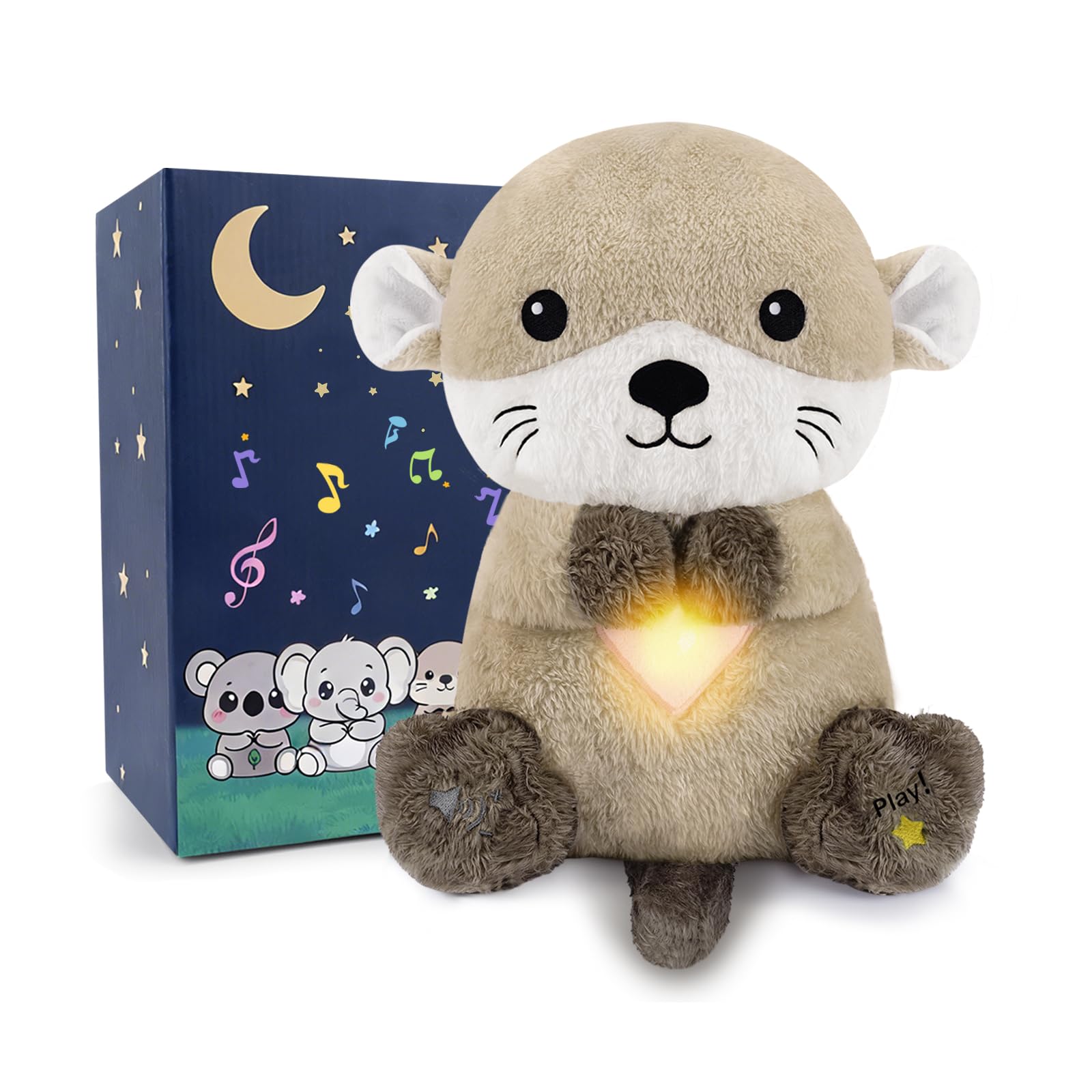 BRICHOEE breathing otter plush belly glow creates a soothing bedtime atmosphere.