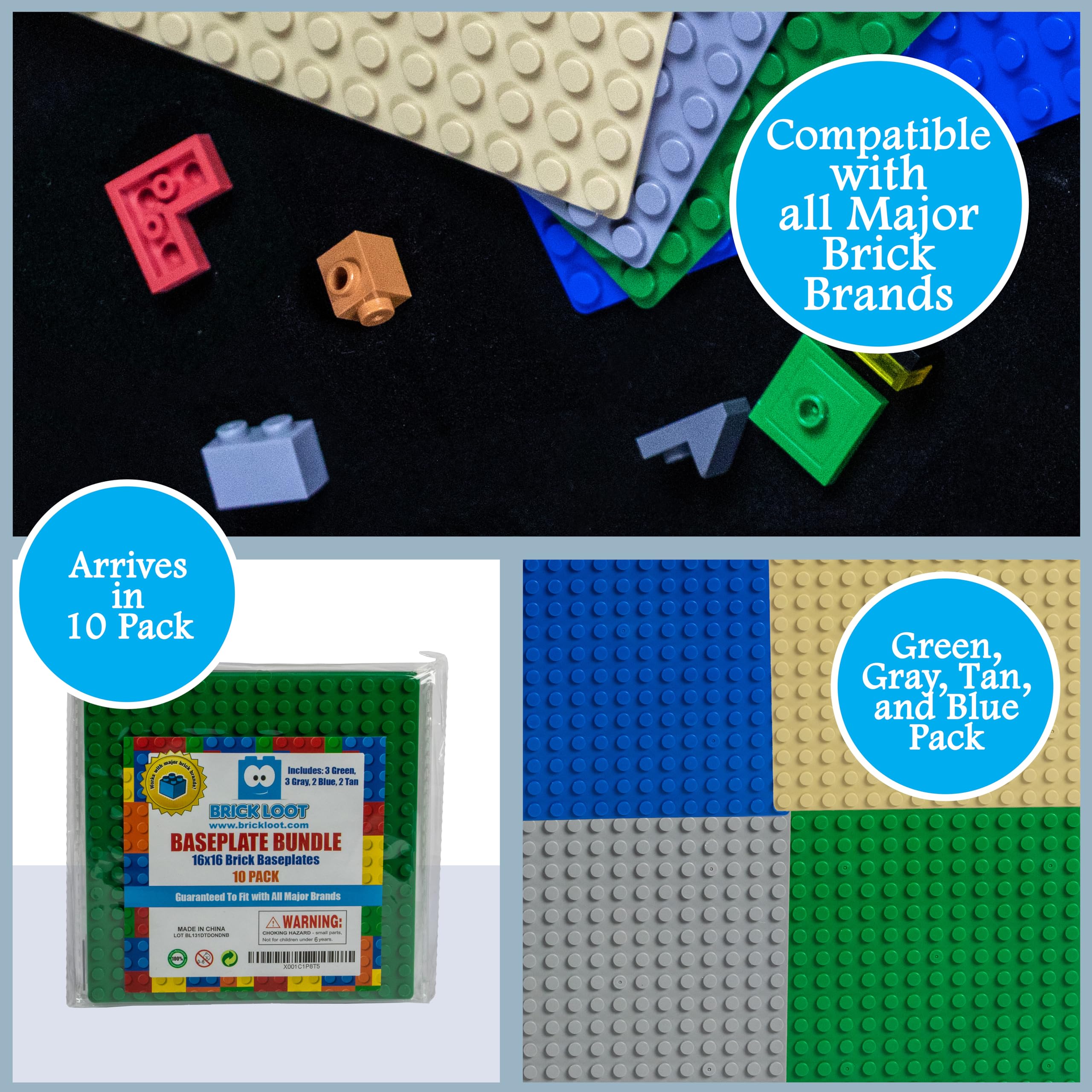 Brick Loot Classic blue baseplates for oceans and sky-inspired scenes