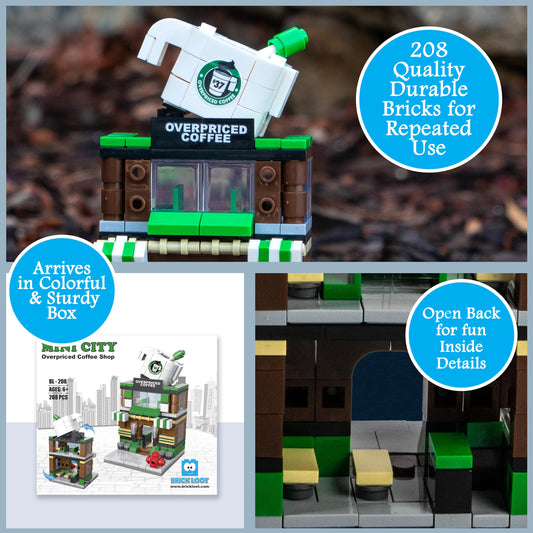 Brick Loot Mini City Coffee Shop seating area provides cozy role-play space for kids