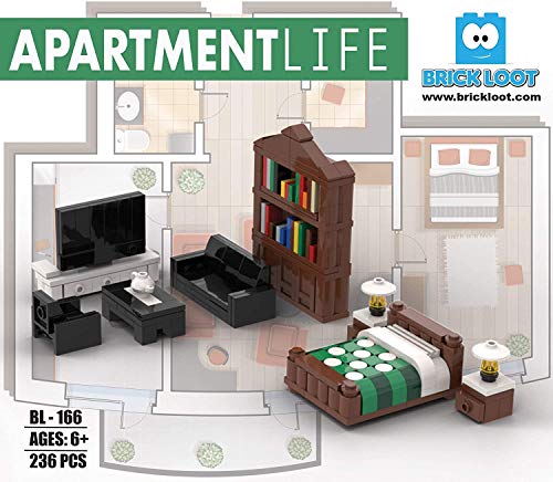 Brick Loot city-scene furniture set showcases detailed minifigure town layouts.