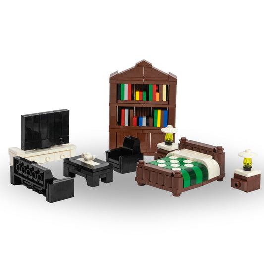 Brick Loot mini furniture sofa for LEGO figures enhances realistic city scenes.