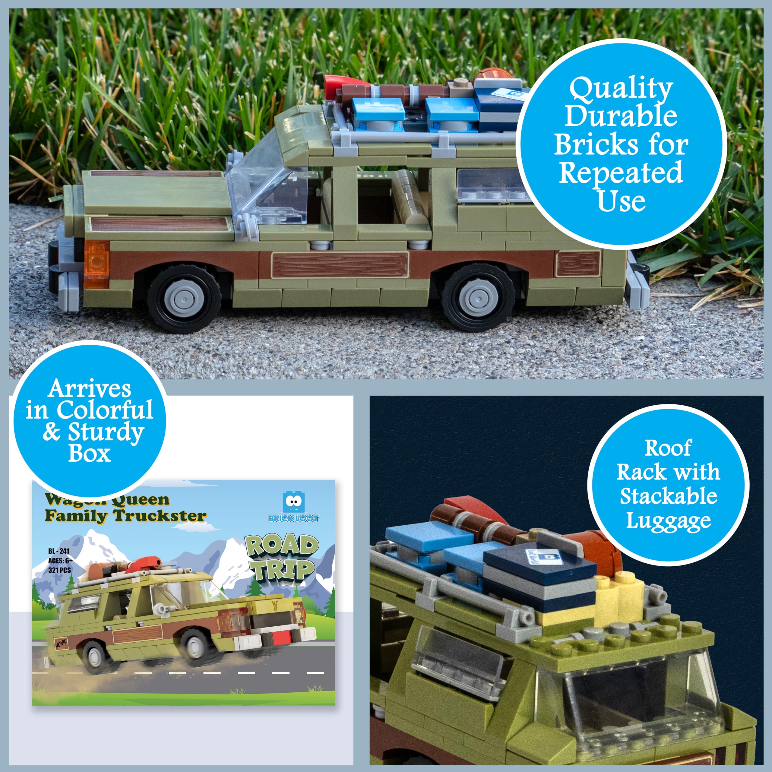 Brick Loot Wagon Queen Truckster wood paneling detail adds vintage charm