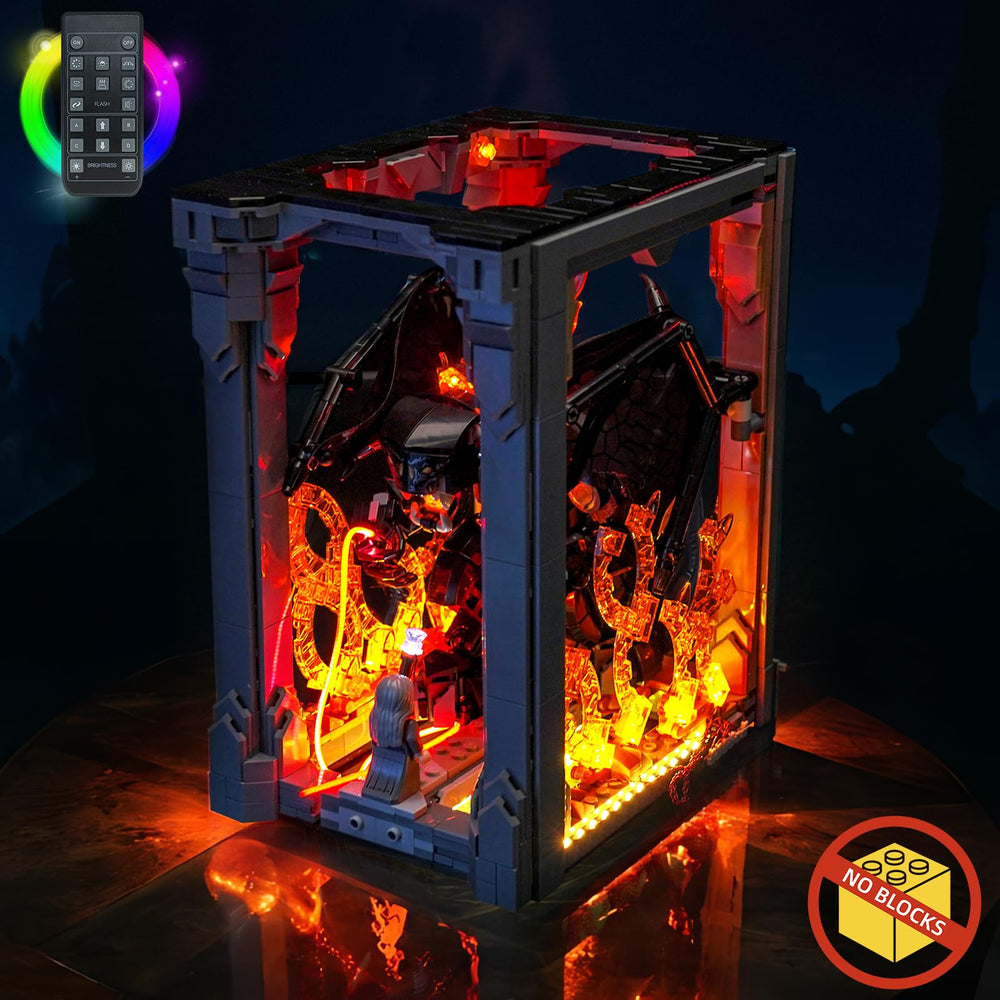BrickBling Balrog light in gift-ready packaging for display.