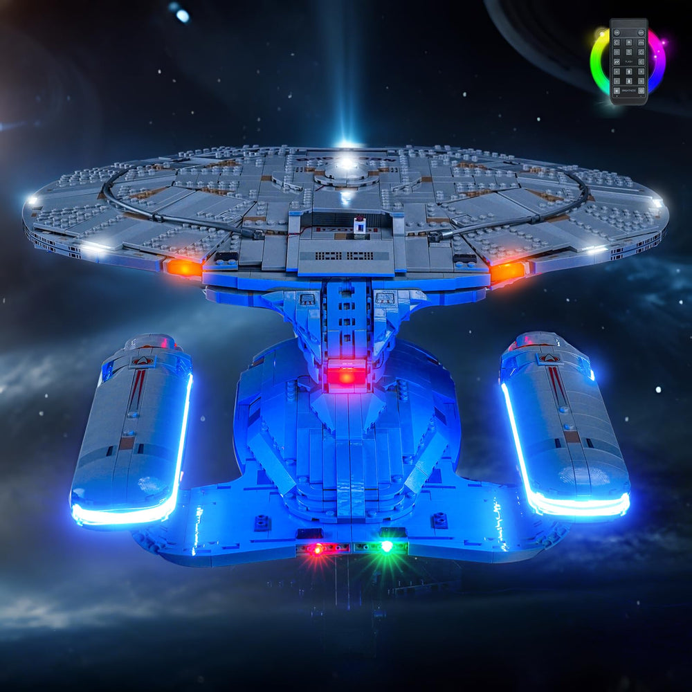 Even illumination showcases the Enterprise without the full set