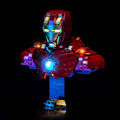 BrickBling LED light kit for Lego Iron Man MK4 Bust unlit close-up