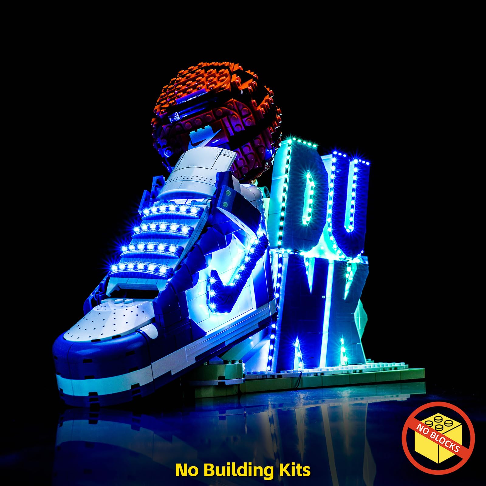 BrickBling Nike Dunk LED light power setup for a safe, low-heat display.