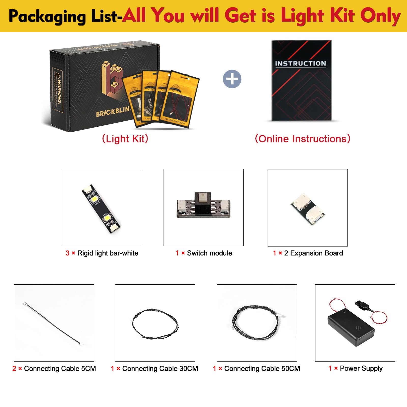BrickBling Luxo Jr light kit on-off button enables quick, simple control