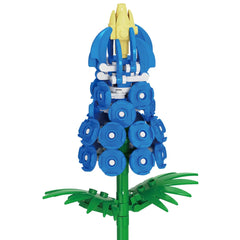 Close-up of Bricktanicals Bluebonnet stem with precise brick fit.