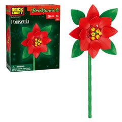 Brickcraft Bricktanicals Poinsettia assembly showcasing vibrant petals for festive decor