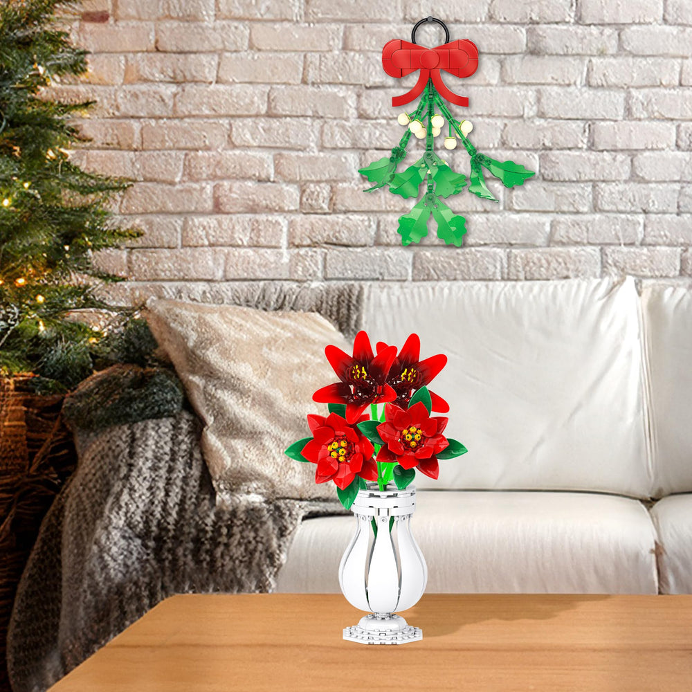 Brickcraft Bricktanicals Poinsettia with other bricks reinforces creative building play