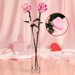 Brickcraft Bricktanicals Rose heart charm and message stickers add a personalized romantic touch.
