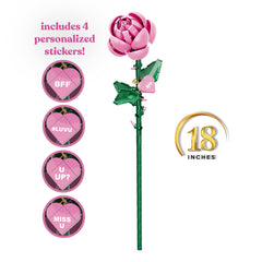 Brickcraft Bricktanicals Rose petal layers provide a graceful focal point on shelves.