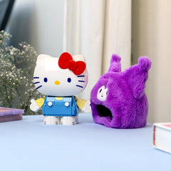 Brickcraft desk decor featuring Hello Kitty and friends in a tidy display.
