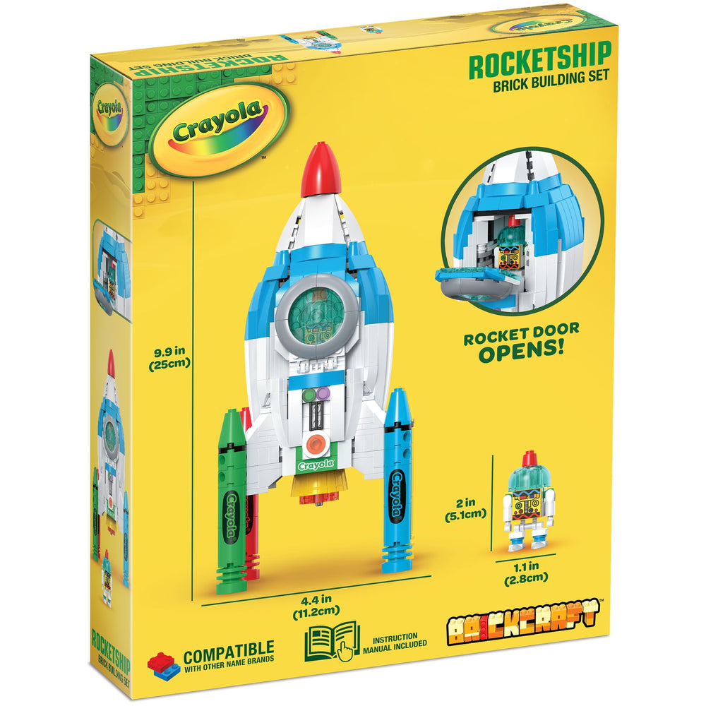 Brickcraft Display-ready rocket as a colorful room centerpiece.