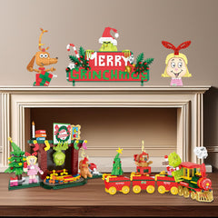 Brickcraft Dr. Seuss Grinch brick assembly for a hands-on holiday activity.