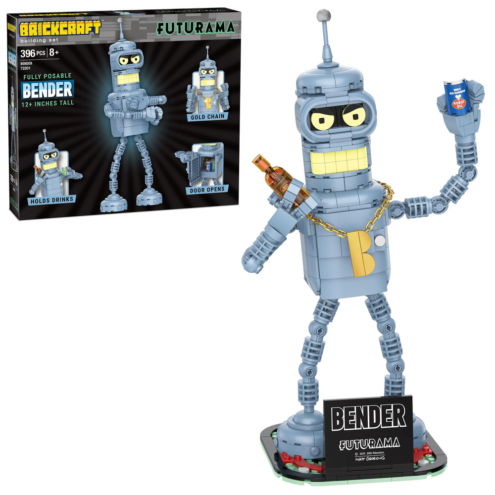 Brickcraft Futurama Bender fully poseable figure for dynamic display.