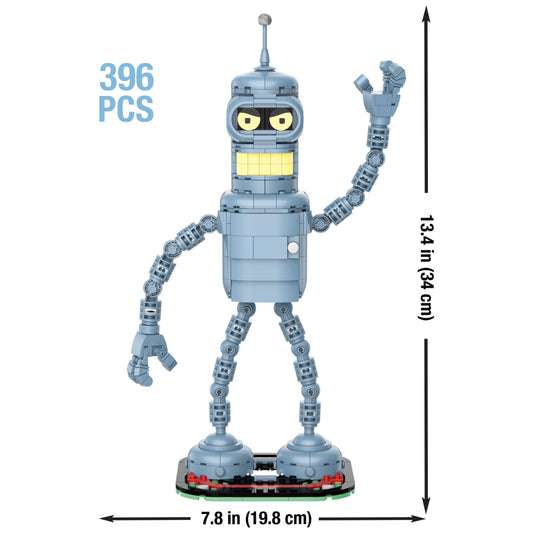 Brickcraft Futurama Bender gold chain accessory adds authentic flair.