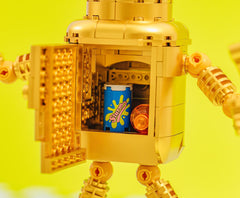 Brickcraft Futurama Gold Bender brick-built base offers sturdy display.