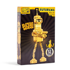 Brickcraft Futurama Gold Bender display stand for tabletop showcasing.