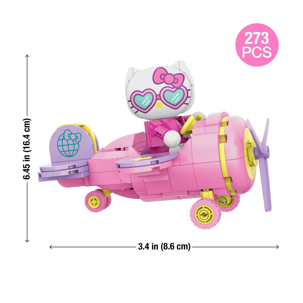 Brickcraft Hello Kitty collectible plane shown on a shelf