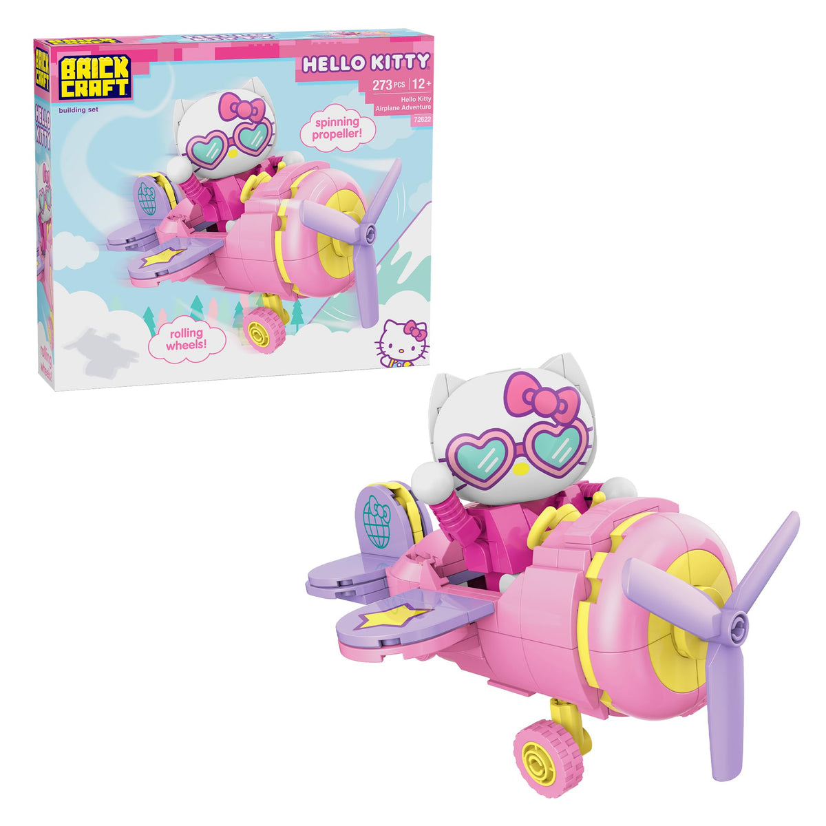 Brickcraft Hello Kitty airplane spinning propeller for imaginative play